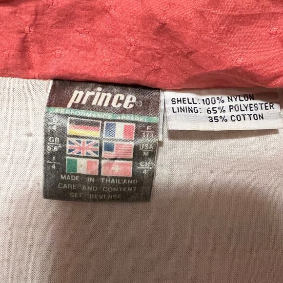 Vintage Prince Tennis Jacket Adult Medium Pink 90's Windbreaker Lined Full Zip - Picture 5 of 5